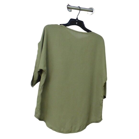 Shein Women’s Button Down Chiffon Blouse,S, Olive - Picture 5 of 8